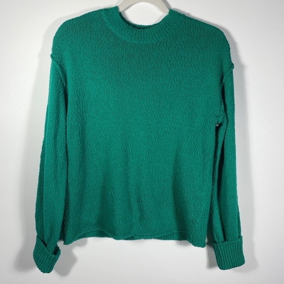 Nordstrom Abound Womens Knit Sweater Sz S Green Drop Shoulder Classic Cozy - Picture 5 of 11